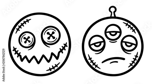 Photos Creepy Doll Faces: Happy & Sad Halloween Monsters