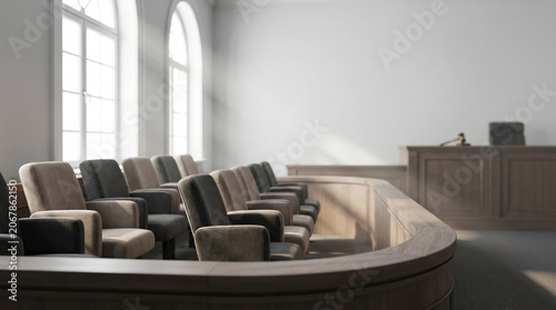 Jury in a courtroom during a legal process for justice