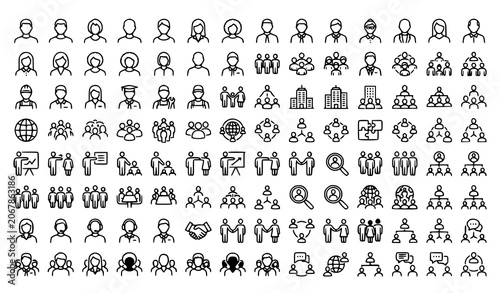 Foto People Human and Team Line Art Icons Pack Featuring Community Organization Audie