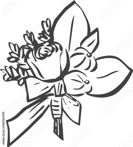 Canvastavla Hand Drawn Wedding Flower Brooch Illustration