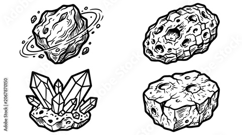 Canvas Print Cosmic Rocks and Crystals: Asteroids, Moon Fragments, Gems