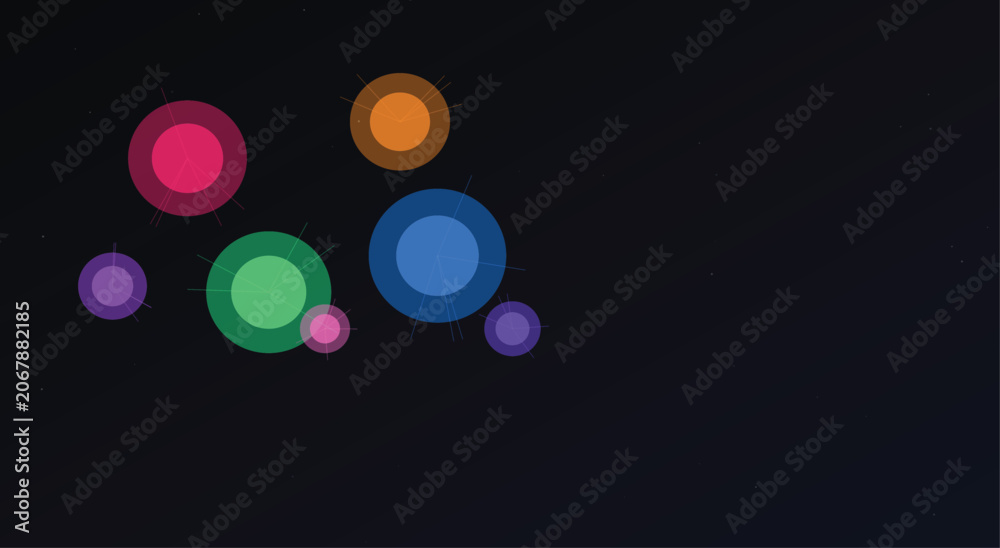 Fototapeta premium Vibrant colorful circles on dark background for creative design