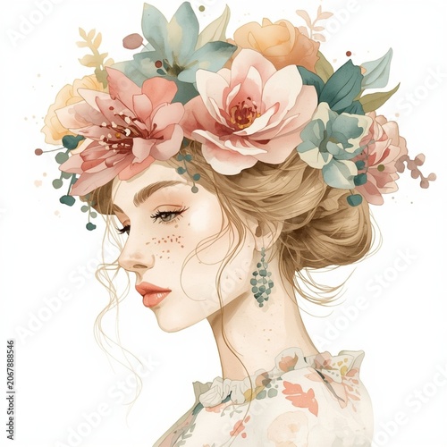 watercolor illustration, botanical art, transparent watercolor layers, ink outlines ai