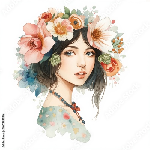 watercolor illustration, botanical art, transparent watercolor layers, ink outlines ai