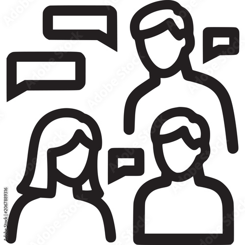 Tablou pe pânză Simple line art people talking.