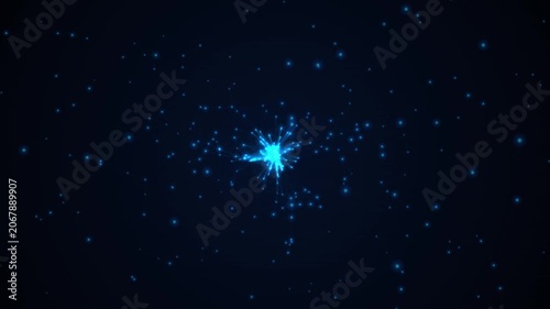 Abstract digital network connection with glowing blue particles and lines