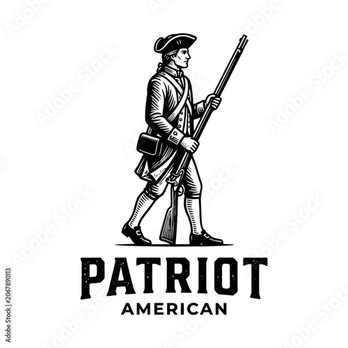 Photos American patriot with musket illustration