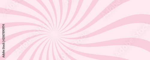 Pink ice-cream swirl background. Spiral candy pattern. Groovy vector strawberry color sunburst twirl. Radial lollipop stripes backdrop. Abstract fun birthday banner. Vintage sun rays illustration