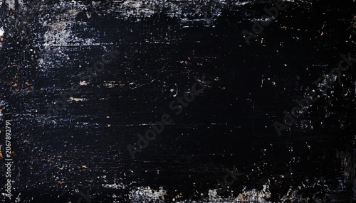 Canvas Print Distressed black wood or metal texture background with white scratches and chipped paint details vector illustration