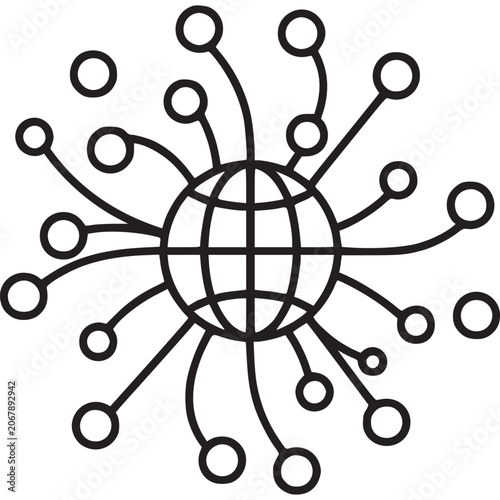 Black and white globe network connections.