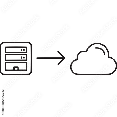 Server transferring data to cloud storage.