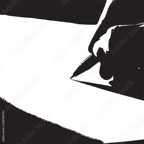 Hand holding a pencil drawing.