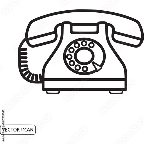 Vintage Rotary Phone Device Illustration.
