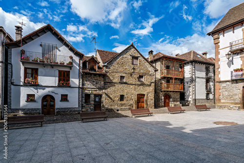 Old town of the beautiful village Anso, Pyrenees region, Huesca, Aragon, Spain.