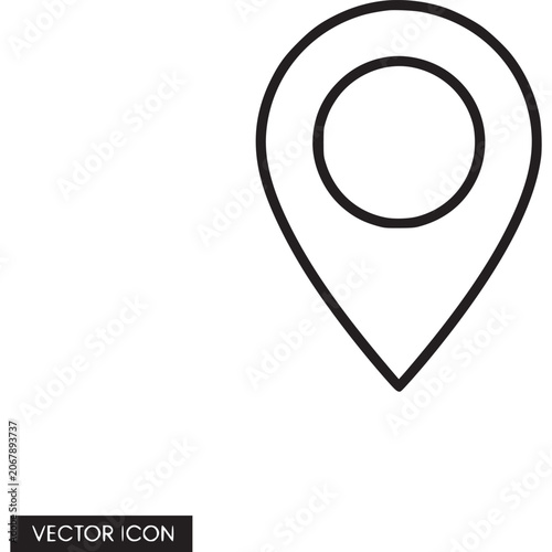 Black location pin icon vector.