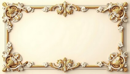 Ornate decorative frame with floral elements and swirly patterns in gold and green