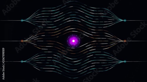 Abstract digital network connection with glowing lines and central energy core