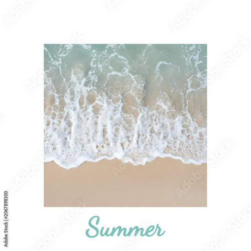 Summer beach wave aerial view