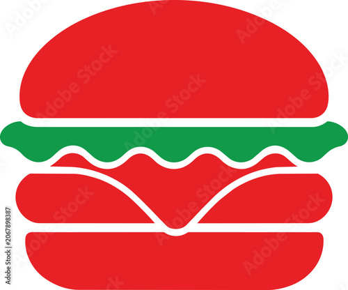 Minimalist red and green hamburger icon on white background