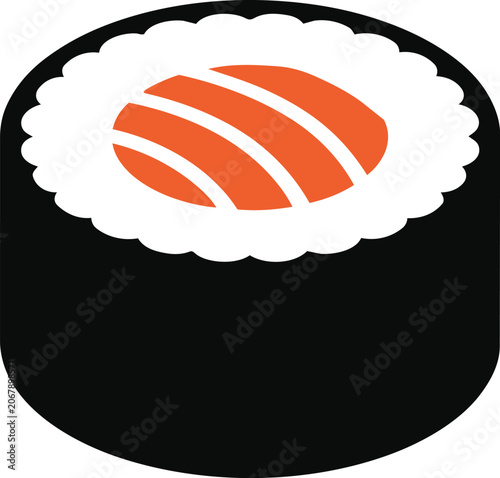 Stylized Salmon Sushi Roll Vector Illustration Minimalist Icon Design