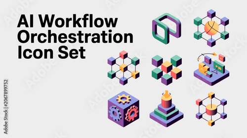 Isometric Network Icon Set A Collection Of Colorful Vector Illustrations For Data Systems diagram flow workflow process automation