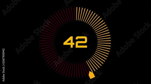 Digital countdown timer display showing progress percentage on a black background