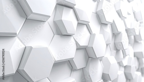 A close-up, high-angle view of a white hexagonal pattern.