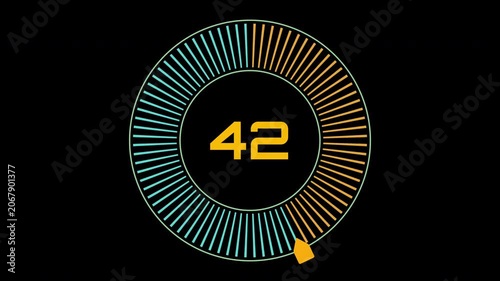Digital countdown timer display showing progress percentage on a black background