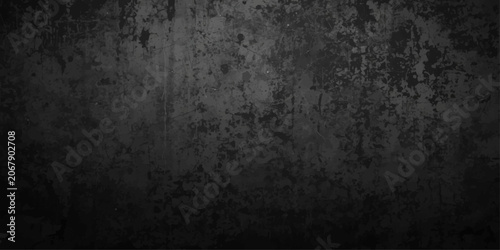 Cuadro en lienzo Dark grunge wall texture background with old concrete, rough surface, vintage aged design and dirty dark textured pattern