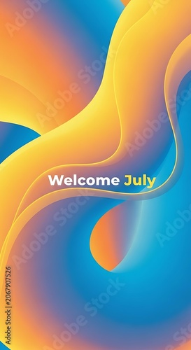 Colorful abstract background with July celebration text.