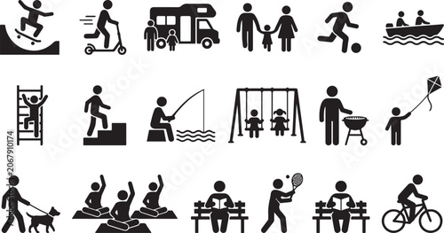 Obraz na plátně Set of people icons engaged in various outdoor and leisure activities