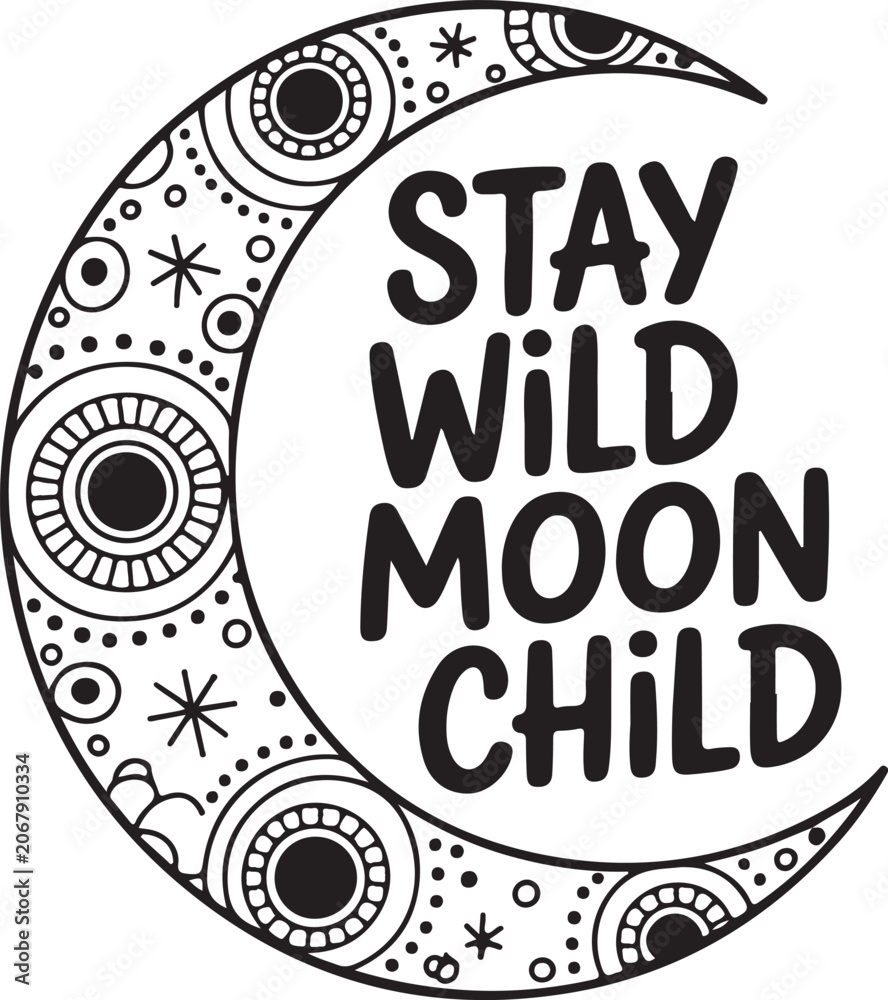 Fototapeta premium Boho Moon Phase Typography