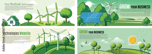 Fotografía Green Renewable Energy and Sustainability Infographic Collection