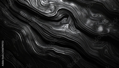 Dark abstract flowing lines with metallic sheen