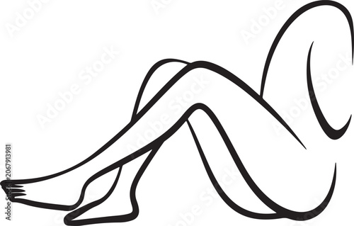 Woman Legs Relaxed Line Art