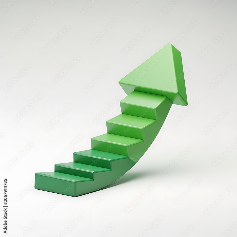 Obraz premium Green upward staircase illustration