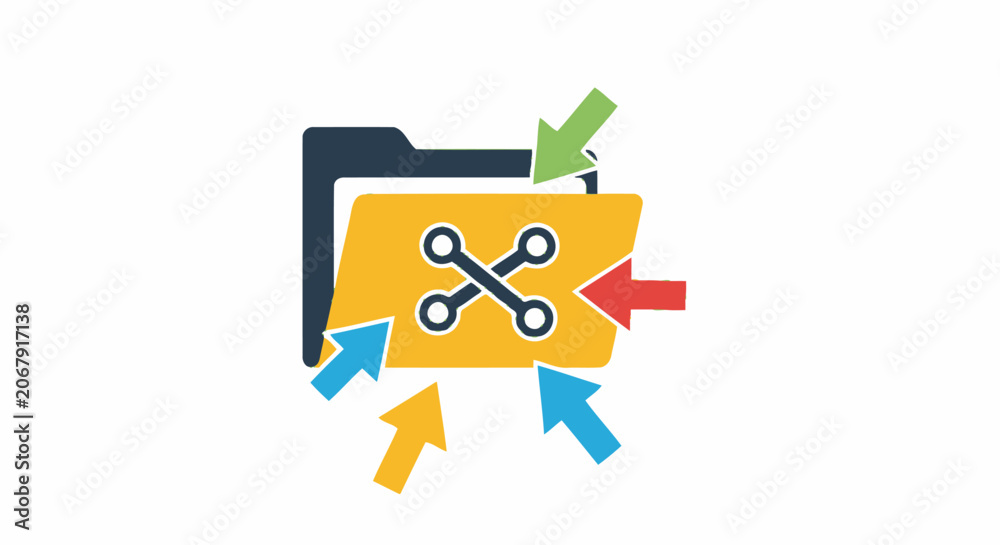 Fototapeta premium Data Aggregation and File Management System Concept with Incoming Arrows Icon