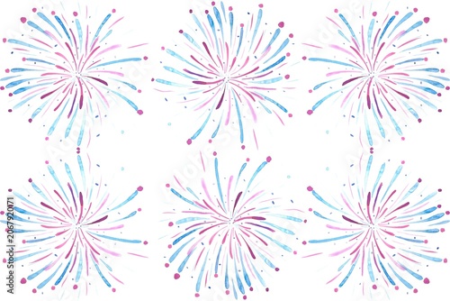 Colorful Fireworks Exploding in Night Sky Abstract Vector Illustration