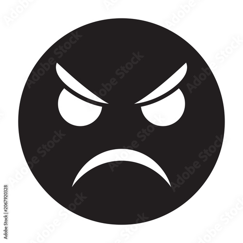Schilderij op canvas Angry face emoticon symbol icon black circle white background