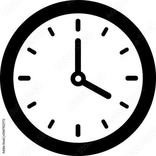 Fotografija Wall clock black silhouette icon isolated on white background