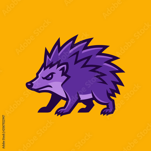 Aggressive purple hedgehog esport mascot logo design.