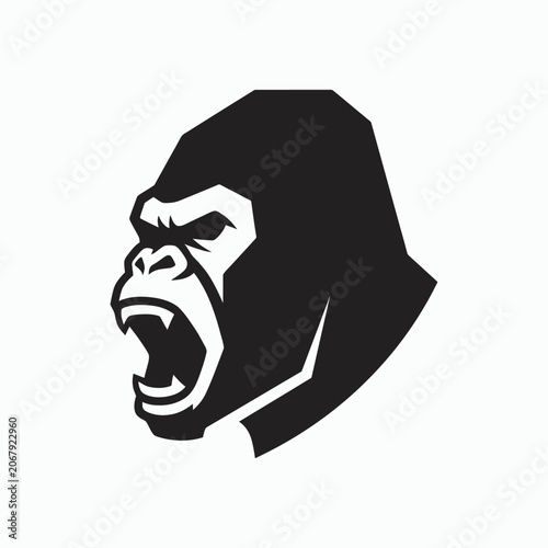 Aggressive gorilla head profile silhouette graphic.