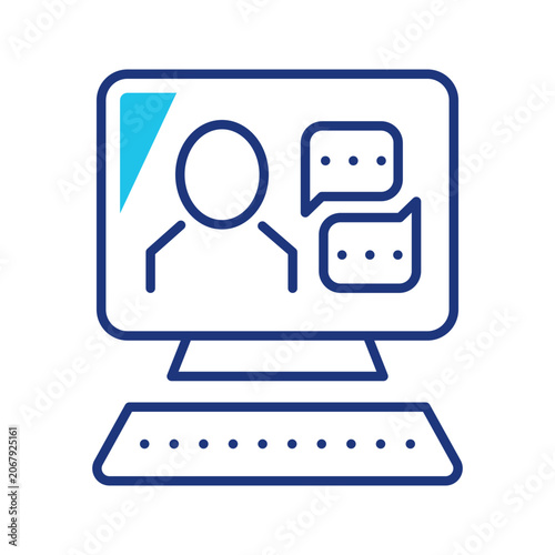 Fotografía Online chat icon. Technology and online chat line symbol. Color.