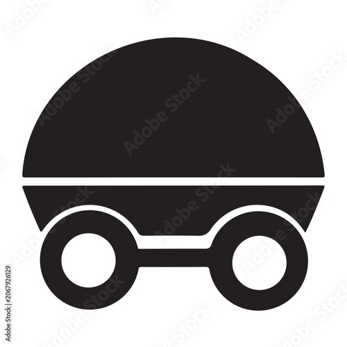 Flat Vector Icon of a Mining Cart for Industrial Transportation Concepts