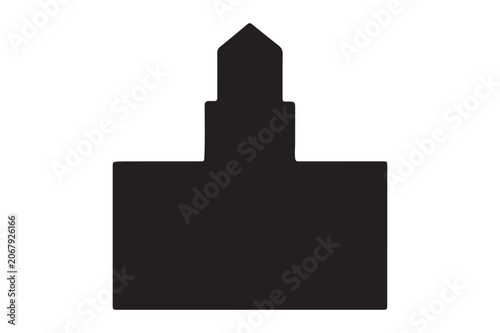 Black Silhouette Icon of a Church Building Isolated on White Background