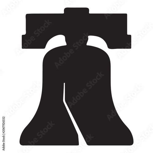 Black Silhouette Icon of a Classic Historic Crack Bell Isolated on White