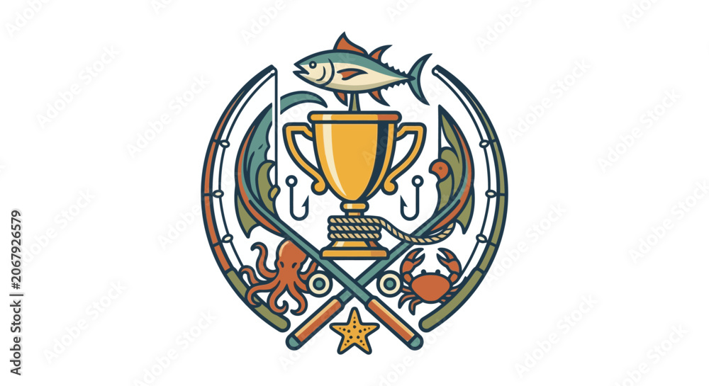 Obraz premium Trophy with fishing gear and fish.
