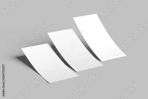 Realistic Curved Flyer Mockup Floating on Minimal Gray Background