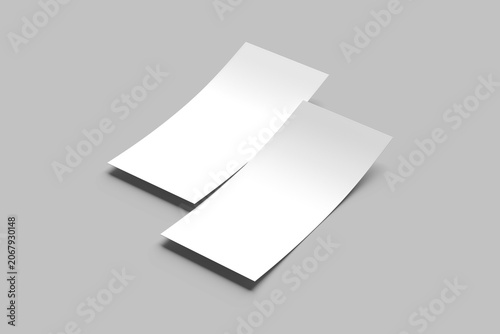 Realistic Curved Flyer Mockup Floating on Minimal Gray Background
