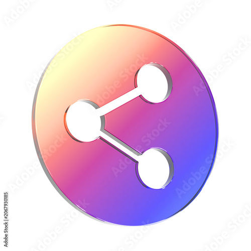 Round Share Network Icon 3D Rendering